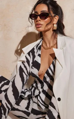 Black Zebra Print Chiffon Fitted Shirt