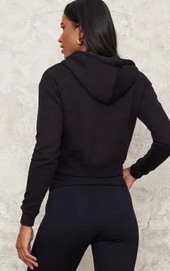 Black Zip Cropped Hoodie