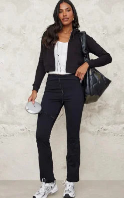 Black Zip Cropped Hoodie