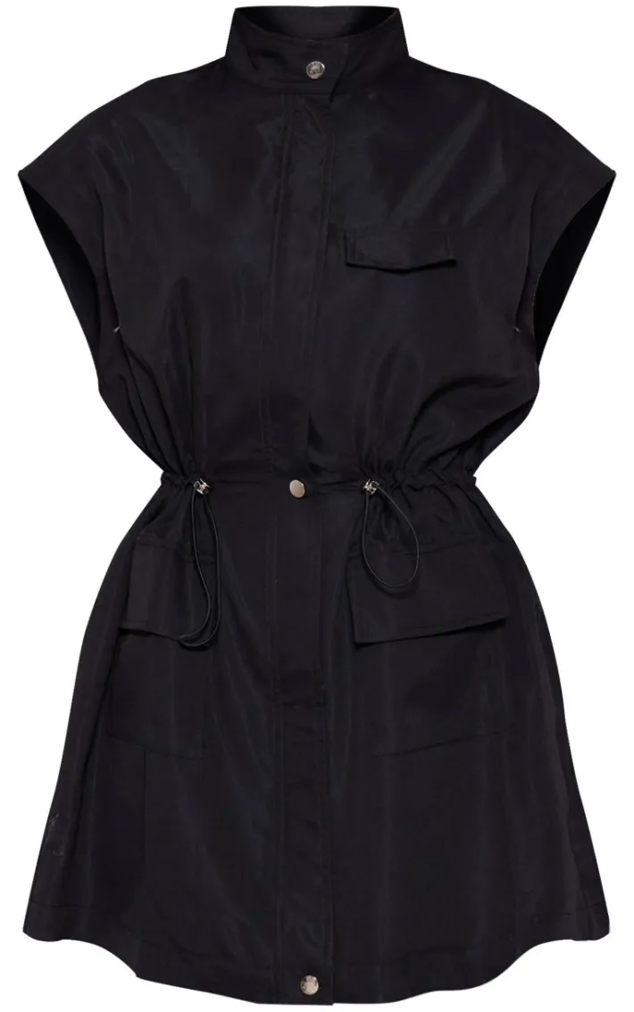 Black Zip Up Pocket Toggle Bodycon Dress