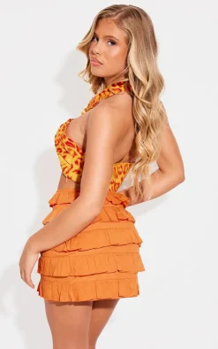 Blood Orange Knot Detail Halterneck Top