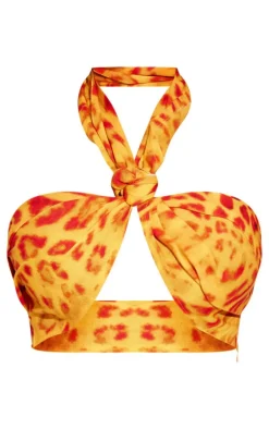 Blood Orange Knot Detail Halterneck Top