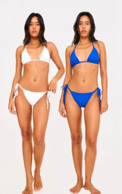 Blue And White 2 Pack Triangle Bikini Set