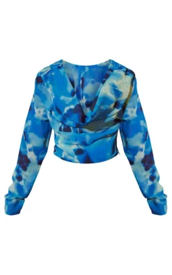 Blue Blurred Ink Chiffon Beach Set