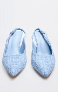 Blue Boucle Point Toe High Stiletto Court Heels