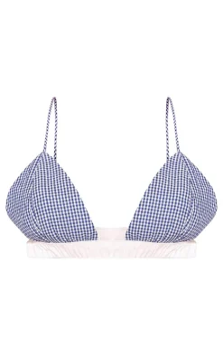 Blue Check Contrast Bralette