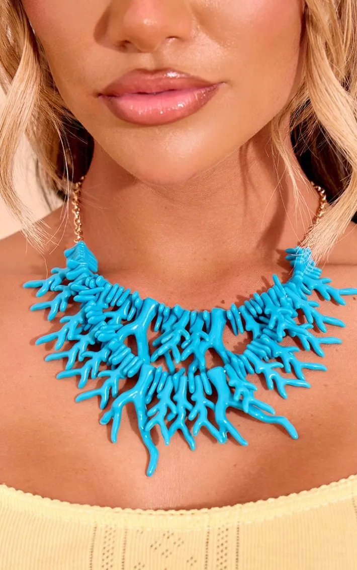 Blue Coral Detail Statement Necklace