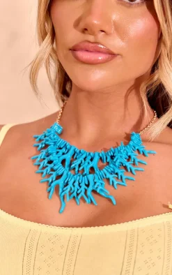 Blue Coral Detail Statement Necklace