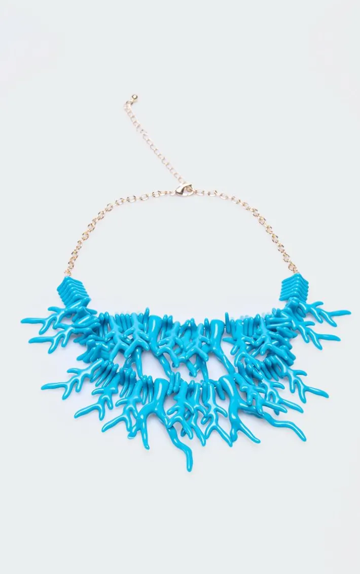 Blue Coral Detail Statement Necklace