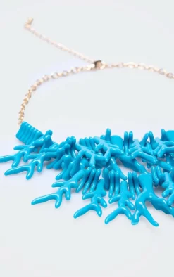 Blue Coral Detail Statement Necklace