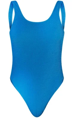 Blue Crinkle Low Scoop Back Swimsuit