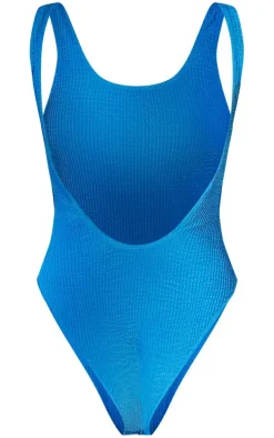 Blue Crinkle Low Scoop Back Swimsuit
