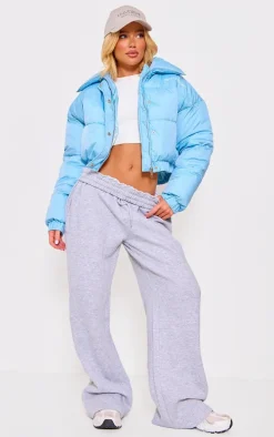 Blue Cropped Puffer Jacket