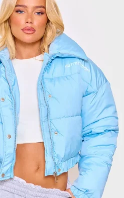 Blue Cropped Puffer Jacket