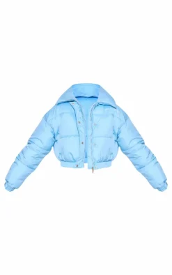 Blue Cropped Puffer Jacket
