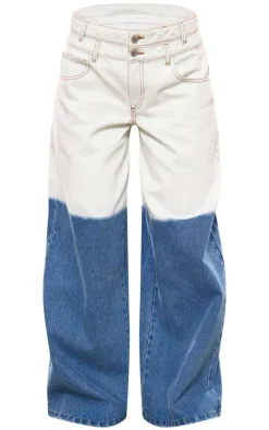 Blue Dip Dye Wide Leg Jeans