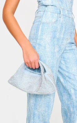 Blue Faux Suede Diamante Stud Grab Bag