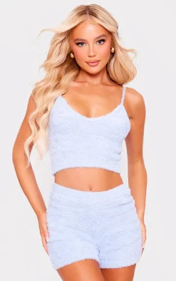 Blue Fluffy Soft Knit Crop Bralet