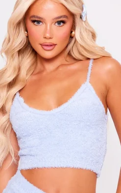 Blue Fluffy Soft Knit Crop Bralet