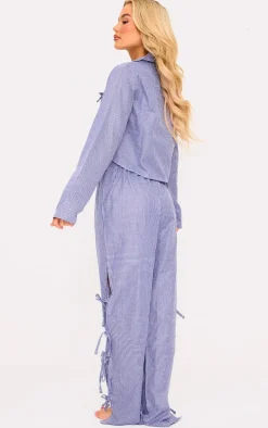 Blue Gingham Long Sleeved PJ Top