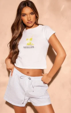 Blue Gingham Thin Waistband Floaty Shorts