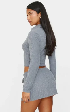 Blue Grey Brushed Texture Shirt