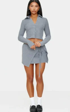 Blue Grey Brushed Texture Shirt