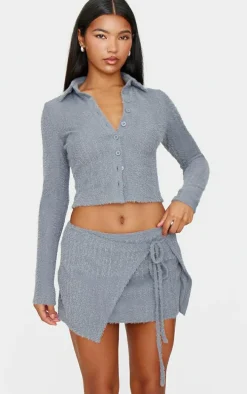 Blue Grey Brushed Texture Shirt