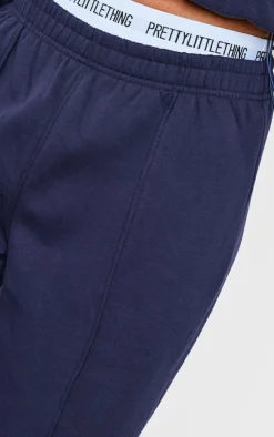 Blue Grey Seam Detail Wide Leg Sweatpants
