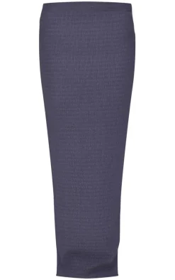 Blue Grey Textured Maxi Skirt