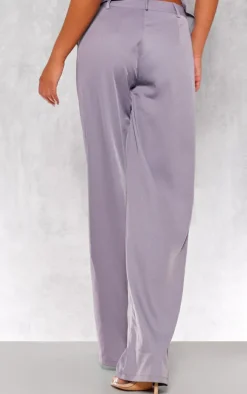 Blue Grey Woven Pocket Detail Straight Leg Pant