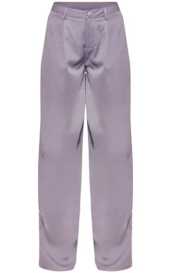 Blue Grey Woven Pocket Detail Straight Leg Pant