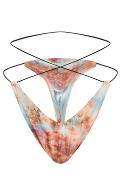 Blue Holographic Wrap Waist Bikini Bottoms