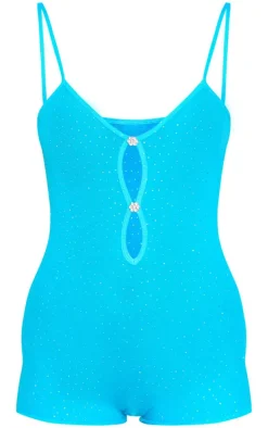 Blue Hot Fix Seamless Strappy Unitard