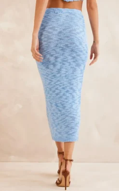 Blue Knitted Maxi Skirt