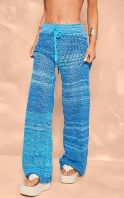 Blue Marl Crochet Beach Pants