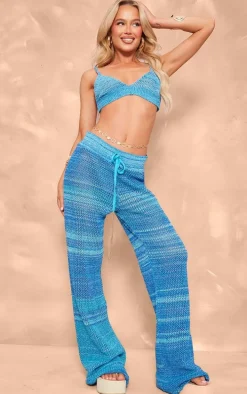 Blue Marl Crochet Triangle Beach Bralet