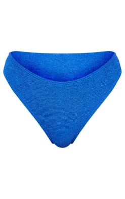 Blue Mini Crinkle Cheeky Bum Bikini Bottom