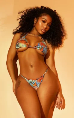 Blue Mixed Animal Print Bikini Bottoms