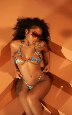 Blue Mixed Animal Print Bikini Bottoms