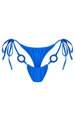 Blue O Ring Tie Side Bikini Bottoms