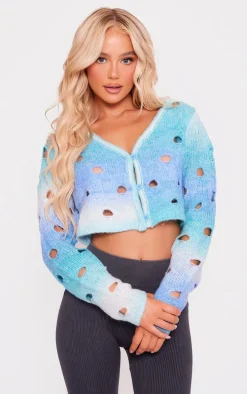 Blue Ombre Open Knit Cardi