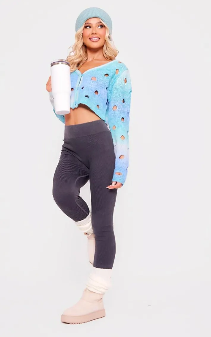 Blue Ombre Open Knit Cardi