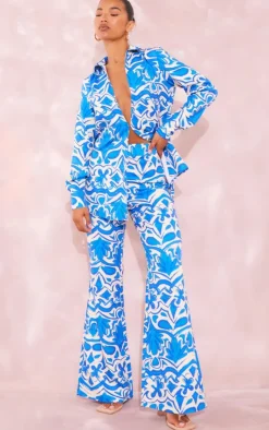 Blue Oversized Print Shirt