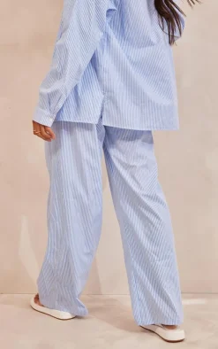 Blue Pinstripe Woven Oversized Wide Leg Pants