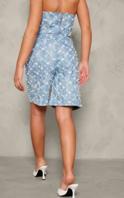 Blue Sequin Candyfloss Baggy Denim Shorts