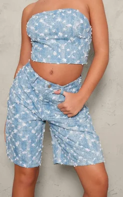 Blue Sequin Candyfloss Baggy Denim Shorts