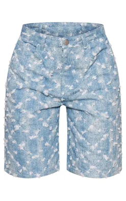 Blue Sequin Candyfloss Baggy Denim Shorts