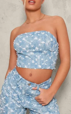 Blue Sequin Candyfloss Denim Corset Top