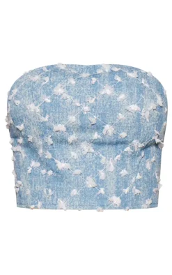 Blue Sequin Candyfloss Denim Corset Top